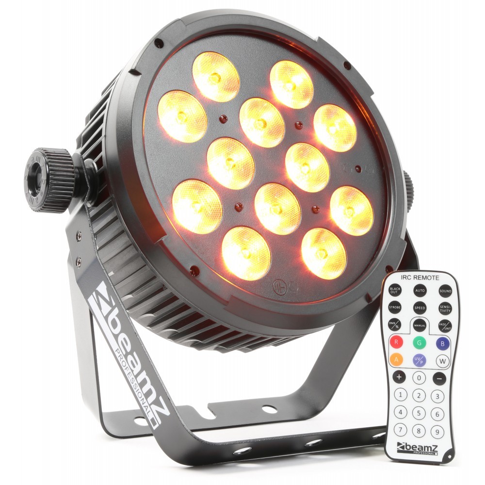BeamZ BT300 LED FlatPAR 12x12W RGBAW+UV , IR, DMX Černá